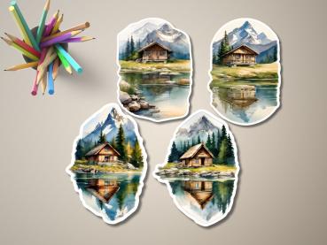 Preview: 4 Hütten am See Sticker Set Preview: 4 Hütten am See Sticker Set